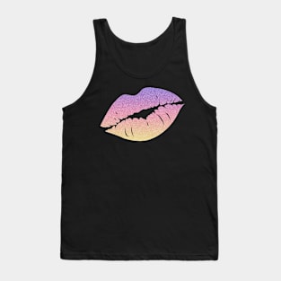 Pastel Sunset Ombre Faux Glitter Lips Tank Top